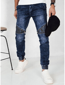 BASIC TMAVĚ MODRÉ DŽÍNOVÉ KALHOTY JOGGER Denim vzor