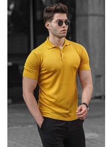 Madmext Men's Yellow Knitwear Polo Neck T-Shirt 9289