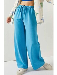 Madmext Turquoise Wide Leg Linen Trousers