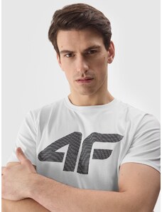 4F Pánské tričko regular s potiskem - bílé