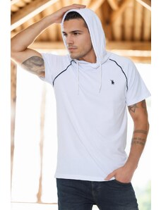 T8570 DEWBERRY HOODED MEN'S T-SHIRT-LIGHT WHITE