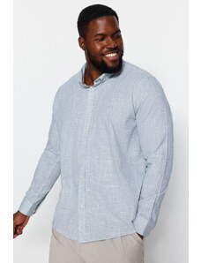 Trendyol Khaki Regular Fit Flamed Cotton Plus Size Shirt