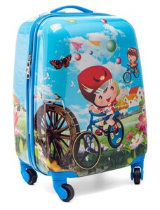 Rogal Modrý dětský kufr na kolečkách "Cyclist" - vel. M