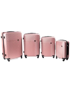 Rogal Zlato-růžová sada 4 pevných plastových kufrů "Waves" - vel. M, L, XL, XXL