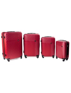 Rogal Červená sada 4 pevných plastových kufrů "Waves" - vel. M, L, XL, XXL
