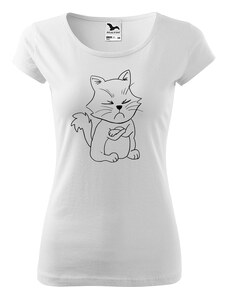 Roni Syvin + Adler/Malfini Ručně malované dámské bavlněné tričko - Grumpy Kitty