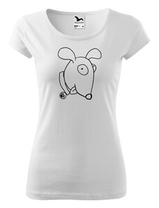 Roni Syvin + Adler/Malfini Ručně malované dámské bavlněné tričko - Crazy Pes