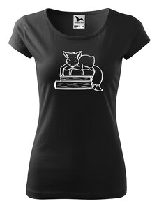 Roni Syvin + Adler/Malfini Ručně malované dámské bavlněné tričko - Liška na knihách
