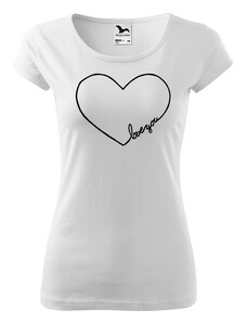 Roni Syvin + Adler/Malfini Ručně malované dámské bavlněné tričko - "Love You" Srdce