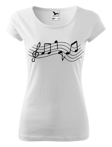Roni Syvin + Adler/Malfini Ručně malované dámské bavlněné tričko - Noty - Rovné