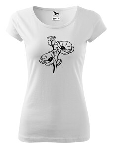 Roni Syvin + Adler/Malfini Ručně malované dámské bavlněné tričko - Vlčí máky
