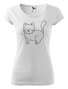 Roni Syvin + Adler/Malfini Ručně malované dámské bavlněné tričko - Kočka