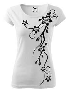 Roni Syvin + Adler/Malfini Ručně malované dámské bavlněné tričko - Květiny