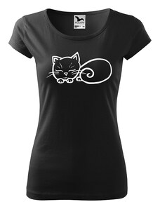Roni Syvin + Adler/Malfini Ručně malované dámské bavlněné tričko - Spící kotě