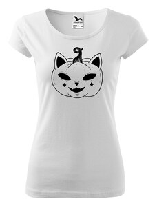 Roni Syvin + Adler/Malfini Ručně malované dámské bavlněné tričko - Halloween kočka - Dýně