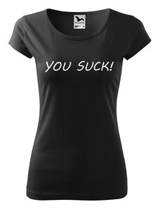 Roni Syvin + Adler/Malfini Ručně malované dámské bavlněné tričko - You Suck!