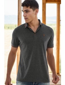 T8586 DEWBERRY MEN'S POLO NECK T-SHIRT-ANTHRACITE-2