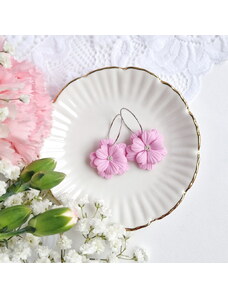 Mairi Poppy - náušnice velké květy růžové