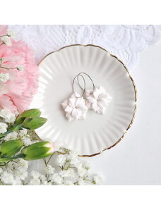 Mairi Wanetta - náušnice velké květy přírodní bílá