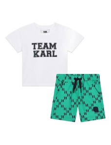 Dětský koupací set - kraťasy a tričko Karl Lagerfeld bílá barva