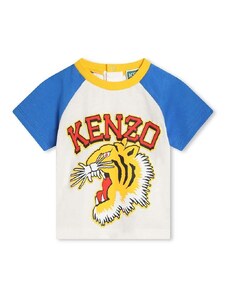 Bavlněné dětské tričko Kenzo Kids bílá barva, s potiskem