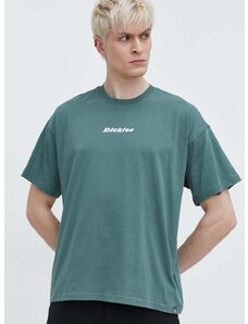 Bavlněné tričko Dickies ENTERPRISE TEE SS zelená barva, s potiskem, DK0A4YRN