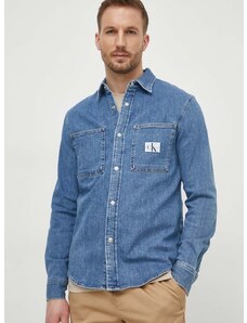 Džínová košile Calvin Klein Jeans pánská, regular, s klasickým límcem, J30J324885