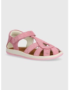 Dětské nubukové sandály Camper růžová barva