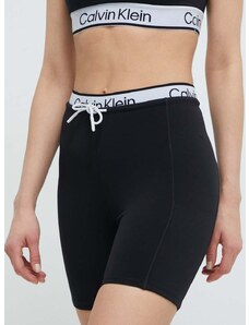 Tréninkové šortky Calvin Klein Performance černá barva, s potiskem, high waist