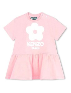 Dětské bavlněné šaty Kenzo Kids růžová barva, mini