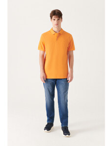 Avva Men's Orange 100% Cotton Cool Keeping Regular Fit Polo Neck T-shirt