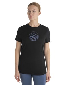 Dámské merino triko krátký rukáv ICEBREAKER Wmns Merino 150 Tech Lite III SS Tee Camping Circle, Black velikost: M