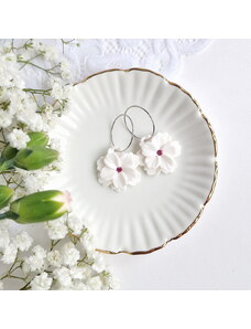 Mairi Daisy - náušnice velké květy bílé s růžovými středy