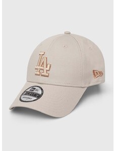 Bavlněná baseballová čepice New Era LOS ANGELES DODGERS béžová barva, s aplikací