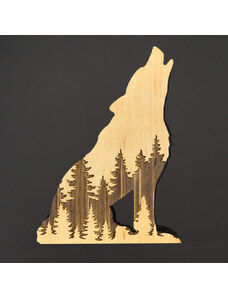 AMADEA Dřevěná dekorace vlk, masivní dřevo 12 x 8,7 cm, český výrobek