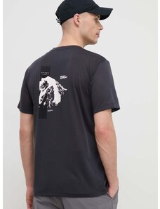 Sportovní tričko Jack Wolfskin Vonnan černá barva, s potiskem, 1809941