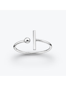 Estemia Stříbrný prsten s kuličkou a tyčinkou - Ag925