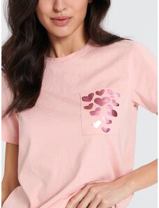 Sinsay - Tričko s kapsou - pastelová růžová
