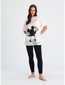 Sinsay - Bavlněná pyžamová souprava Mickey Mouse - krémová