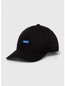 Bavlněná baseballová čepice Hugo Blue černá barva, s aplikací
