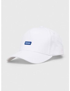 Bavlněná baseballová čepice Hugo Blue bílá barva, s aplikací, 50522266