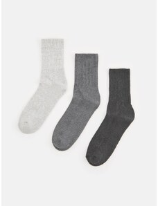 Sinsay - Sada 3 párů ponožek z žebrovaného úpletu - šedá
