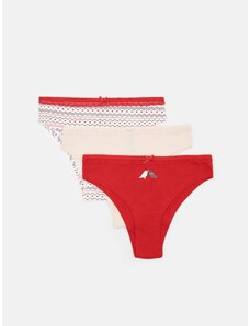 Sinsay - Sada 3 kusů brazilských kalhotek - červená