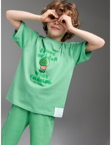 Sinsay - Tričko s krátkými rukávy a potiskem - zelená