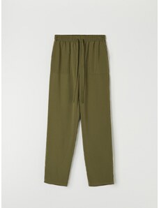 Sinsay - Látkové kalhoty - tmavě zelená