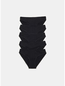 Sinsay - Sada 5 kalhotek s vysokým podílem bavlny - černá