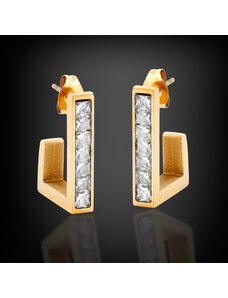 Ocelové visací náušnice Zirael Gold s puzetovým zapínáním | DG Šperky