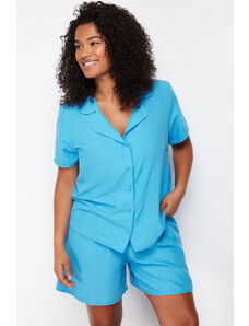 Trendyol Curve Saks Shirt Collar Woven Pajamas Set