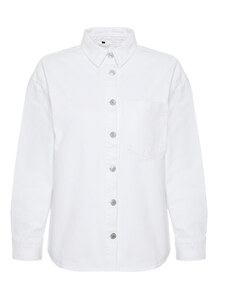 Trendyol White Oversize Denim Jacket Shirt