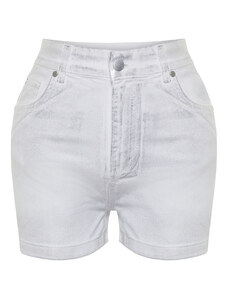 Trendyol White Shiny Metallic Printed Shorts & Bermuda